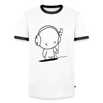 I love music music design - Men's Ringer Shirt - white/black - Front - AI Model Female 172 light (172cm) & AI Model Male 178 dark (178cm)