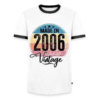Vintage Made in 2006 Year of Birth 2006 Birthday - Men's Ringer Shirt - white/black - Front - AI Model Female 172 light (172cm) & AI Model Male 178 dark (178cm)