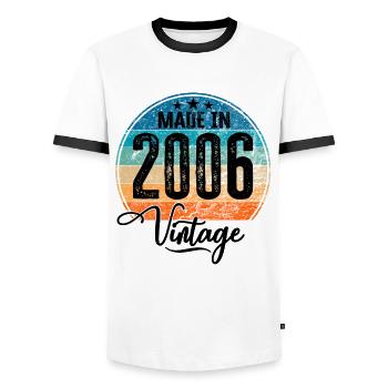 Vintage Made in 2006 Year of Birth 2006 Birthday - Men's Ringer Shirt - white/black - Front - AI Model Female 172 light (172cm) & AI Model Male 178 dark (178cm)