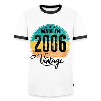 Vintage Made in 2006 Year of Birth 2006 Birthday - Men's Ringer Shirt - white/black - Front - AI Model Female 172 light (172cm) & AI Model Male 178 dark (178cm)