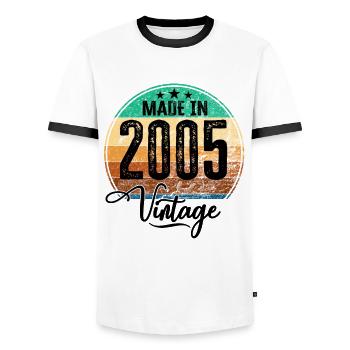 Vintage Made in 2005 Geburtsjahr 2005 Geburtstag - Männer Kontrast-T-Shirt - Weiß/Schwarz - Vorne - AI Model Female 172 light (172cm) & AI Model Male 178 dark (178cm)
