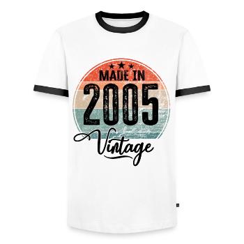 Vintage Made in 2005 Geburtsjahr 2005 Geburtstag - Männer Kontrast-T-Shirt - Weiß/Schwarz - Vorne - AI Model Female 172 light (172cm) & AI Model Male 178 dark (178cm)