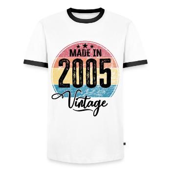 Vintage Made in 2005 Geburtsjahr 2005 Geburtstag - Männer Kontrast-T-Shirt - Weiß/Schwarz - Vorne - AI Model Female 172 light (172cm) & AI Model Male 178 dark (178cm)