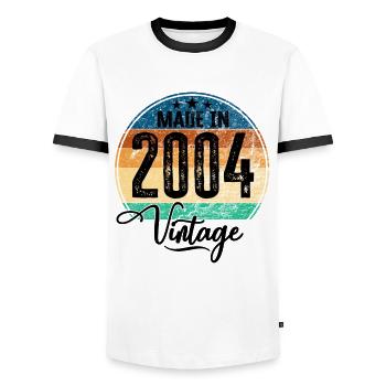 Vintage Fabriqué en 2004 Année de naissance 2004 Anniversaire - T-shirt contrasté Homme - blanc/noir - Devant - AI Model Female 172 light (172cm) & AI Model Male 178 dark (178cm)