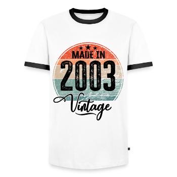 Vintage Made in 2003 Year of birth 2003 Birthday - Men's Ringer Shirt - white/black - Front - AI Model Female 172 light (172cm) & AI Model Male 178 dark (178cm)