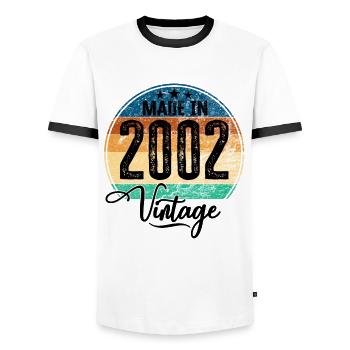 Vintage Made in 2002 Year of birth 2002 Birthday - Men's Ringer Shirt - white/black - Front - AI Model Female 172 light (172cm) & AI Model Male 178 dark (178cm)