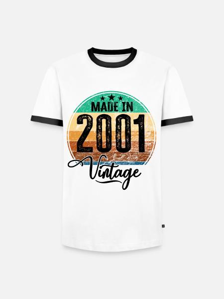 Vintage Made in 2001 Year of birth 2001 Birthday - Men's Ringer Shirt - white/black