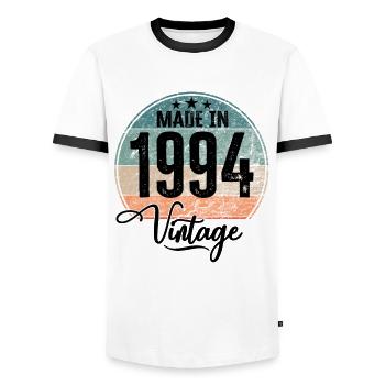 Vintage Made in 1994 Geburtsjahr 1994 Geburtstag - Männer Kontrast-T-Shirt - Weiß/Schwarz - Vorne - AI Model Female 172 light (172cm) & AI Model Male 178 dark (178cm)