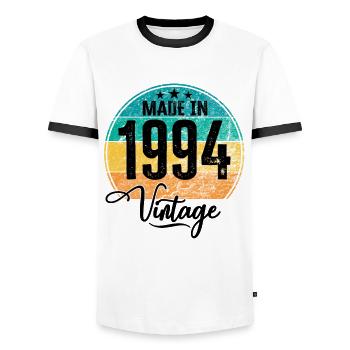 Vintage Made in 1994 Geburtsjahr 1994 Geburtstag - Männer Kontrast-T-Shirt - Weiß/Schwarz - Vorne - AI Model Female 172 light (172cm) & AI Model Male 178 dark (178cm)