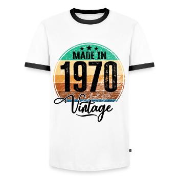 Vintage Made in 1970 Geburtsjahr 1970 Geburtstag - Männer Kontrast-T-Shirt - Weiß/Schwarz - Vorne - AI Model Female 172 light (172cm) & AI Model Male 178 dark (178cm)