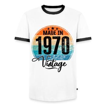 Vintage Made in 1970 Geburtsjahr 1970 Geburtstag - Männer Kontrast-T-Shirt - Weiß/Schwarz - Vorne - AI Model Female 172 light (172cm) & AI Model Male 178 dark (178cm)