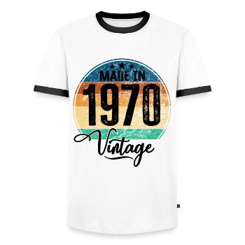 Vintage Made in 1970 Geburtsjahr 1970 Geburtstag - Männer Kontrast-T-Shirt - Weiß/Schwarz - Vorne - AI Model Female 172 light (172cm) & AI Model Male 178 dark (178cm)