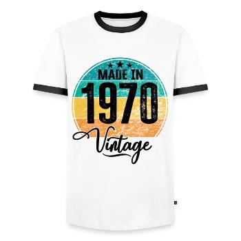 Vintage Made in 1970 Geburtsjahr 1970 Geburtstag - Männer Kontrast-T-Shirt - Weiß/Schwarz - Vorne - AI Model Female 172 light (172cm) & AI Model Male 178 dark (178cm)