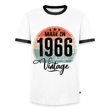 Vintage Made in 1966 Geburtsjahr 1966 Geburtstag - Männer Kontrast-T-Shirt - Weiß/Schwarz - Vorne - AI Model Female 172 light (172cm) & AI Model Male 178 dark (178cm)