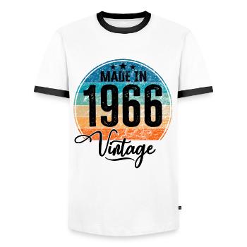 Vintage Made in 1966 Geburtsjahr 1966 Geburtstag - Männer Kontrast-T-Shirt - Weiß/Schwarz - Vorne - AI Model Female 172 light (172cm) & AI Model Male 178 dark (178cm)
