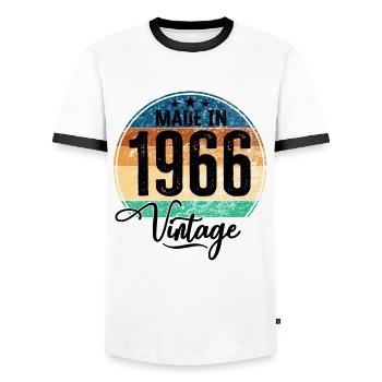 Vintage Made in 1966 Geburtsjahr 1966 Geburtstag - Männer Kontrast-T-Shirt - Weiß/Schwarz - Vorne - AI Model Female 172 light (172cm) & AI Model Male 178 dark (178cm)