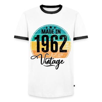 Vintage Made in 1962 Geburtsjahr 1962 Geburtstag - Männer Kontrast-T-Shirt - Weiß/Schwarz - Vorne - AI Model Female 172 light (172cm) & AI Model Male 178 dark (178cm)