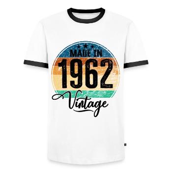 Vintage Made in 1962 Geburtsjahr 1962 Geburtstag - Männer Kontrast-T-Shirt - Weiß/Schwarz - Vorne - AI Model Female 172 light (172cm) & AI Model Male 178 dark (178cm)