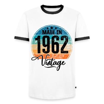 Vintage Made in 1962 Geburtsjahr 1962 Geburtstag - Männer Kontrast-T-Shirt - Weiß/Schwarz - Vorne - AI Model Female 172 light (172cm) & AI Model Male 178 dark (178cm)