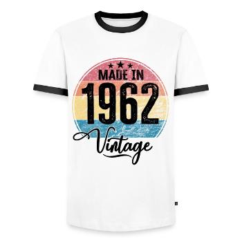 Vintage Made in 1962 Geburtsjahr 1962 Geburtstag - Männer Kontrast-T-Shirt - Weiß/Schwarz - Vorne - AI Model Female 172 light (172cm) & AI Model Male 178 dark (178cm)