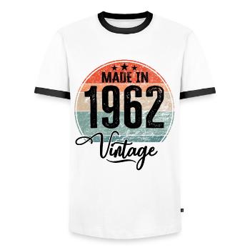 Vintage Made in 1962 Geburtsjahr 1962 Geburtstag - Männer Kontrast-T-Shirt - Weiß/Schwarz - Vorne - AI Model Female 172 light (172cm) & AI Model Male 178 dark (178cm)