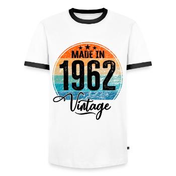 Vintage Made in 1962 Geburtsjahr 1962 Geburtstag - Männer Kontrast-T-Shirt - Weiß/Schwarz - Vorne - AI Model Female 172 light (172cm) & AI Model Male 178 dark (178cm)