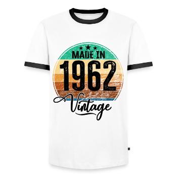 Vintage Made in 1962 Geburtsjahr 1962 Geburtstag - Männer Kontrast-T-Shirt - Weiß/Schwarz - Vorne - AI Model Female 172 light (172cm) & AI Model Male 178 dark (178cm)