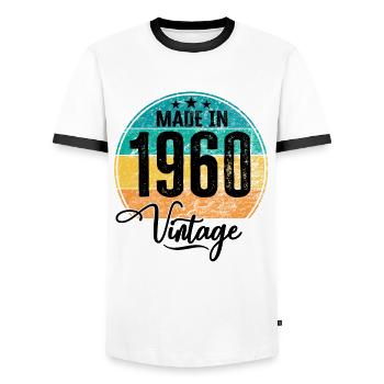 Vintage Made in 1960 Geburtsjahr 1960 Geburtstag - Männer Kontrast-T-Shirt - Weiß/Schwarz - Vorne - AI Model Female 172 light (172cm) & AI Model Male 178 dark (178cm)