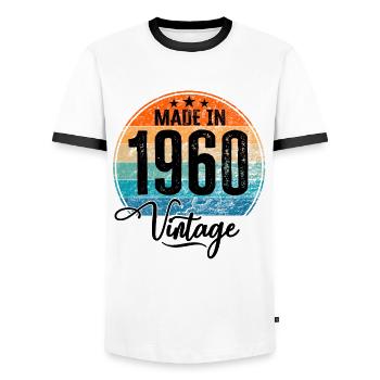 Vintage Made in 1960 Geburtsjahr 1960 Geburtstag - Männer Kontrast-T-Shirt - Weiß/Schwarz - Vorne - AI Model Female 172 light (172cm) & AI Model Male 178 dark (178cm)