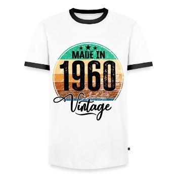Vintage Made in 1960 Geburtsjahr 1960 Geburtstag - Männer Kontrast-T-Shirt - Weiß/Schwarz - Vorne - AI Model Female 172 light (172cm) & AI Model Male 178 dark (178cm)
