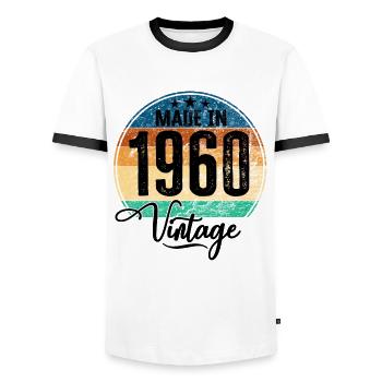 Vintage Made in 1960 Geburtsjahr 1960 Geburtstag - Männer Kontrast-T-Shirt - Weiß/Schwarz - Vorne - AI Model Female 172 light (172cm) & AI Model Male 178 dark (178cm)