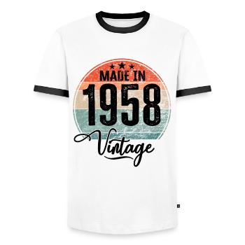 Vintage Made in 1958 Geburtsjahr 1958 Geburtstag - Männer Kontrast-T-Shirt - Weiß/Schwarz - Vorne - AI Model Female 172 light (172cm) & AI Model Male 178 dark (178cm)