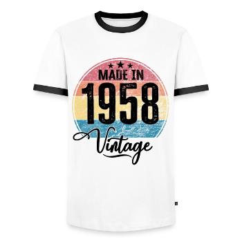 Vintage Made in 1958 Geburtsjahr 1958 Geburtstag - Männer Kontrast-T-Shirt - Weiß/Schwarz - Vorne - AI Model Female 172 light (172cm) & AI Model Male 178 dark (178cm)