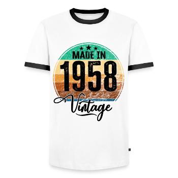 Vintage Made in 1958 Geburtsjahr 1958 Geburtstag - Männer Kontrast-T-Shirt - Weiß/Schwarz - Vorne - AI Model Female 172 light (172cm) & AI Model Male 178 dark (178cm)