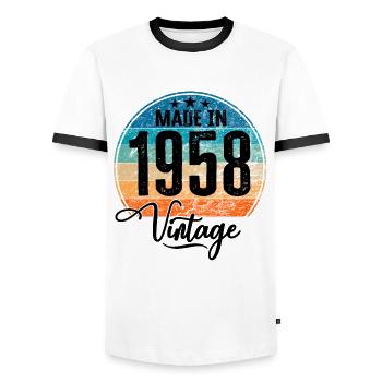 Vintage Made in 1958 Geburtsjahr 1958 Geburtstag - Männer Kontrast-T-Shirt - Weiß/Schwarz - Vorne - AI Model Female 172 light (172cm) & AI Model Male 178 dark (178cm)