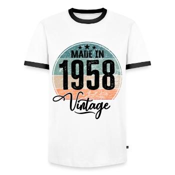 Vintage Made in 1958 Geburtsjahr 1958 Geburtstag - Männer Kontrast-T-Shirt - Weiß/Schwarz - Vorne - AI Model Female 172 light (172cm) & AI Model Male 178 dark (178cm)