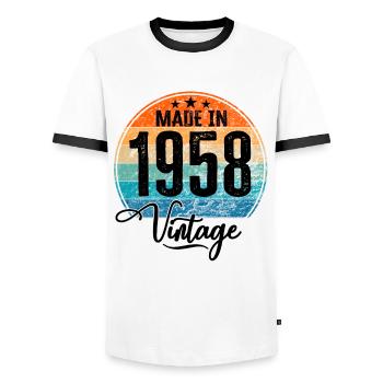 Vintage Made in 1958 Geburtsjahr 1958 Geburtstag - Männer Kontrast-T-Shirt - Weiß/Schwarz - Vorne - AI Model Female 172 light (172cm) & AI Model Male 178 dark (178cm)