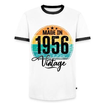 Vintage Made in 1956 Geburtsjahr 1956 Geburtstag - Männer Kontrast-T-Shirt - Weiß/Schwarz - Vorne - AI Model Female 172 light (172cm) & AI Model Male 178 dark (178cm)