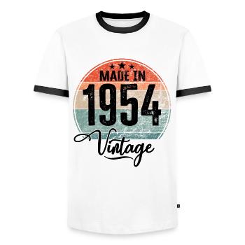 Vintage Made in 1954 Geburtsjahr 1954 Geburtstag - Männer Kontrast-T-Shirt - Weiß/Schwarz - Vorne - AI Model Female 172 light (172cm) & AI Model Male 178 dark (178cm)