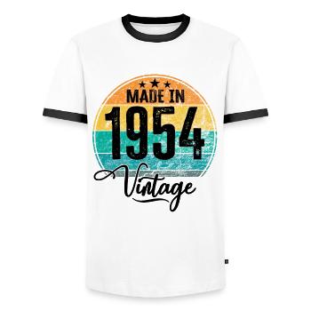 Vintage Made in 1954 Geburtsjahr 1954 Geburtstag - Männer Kontrast-T-Shirt - Weiß/Schwarz - Vorne - AI Model Female 172 light (172cm) & AI Model Male 178 dark (178cm)