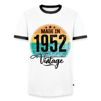 Vintage Made in 1952 Geburtsjahr 1952 Geburtstag - Männer Kontrast-T-Shirt - Weiß/Schwarz - Vorne - AI Model Female 172 light (172cm) & AI Model Male 178 dark (178cm)