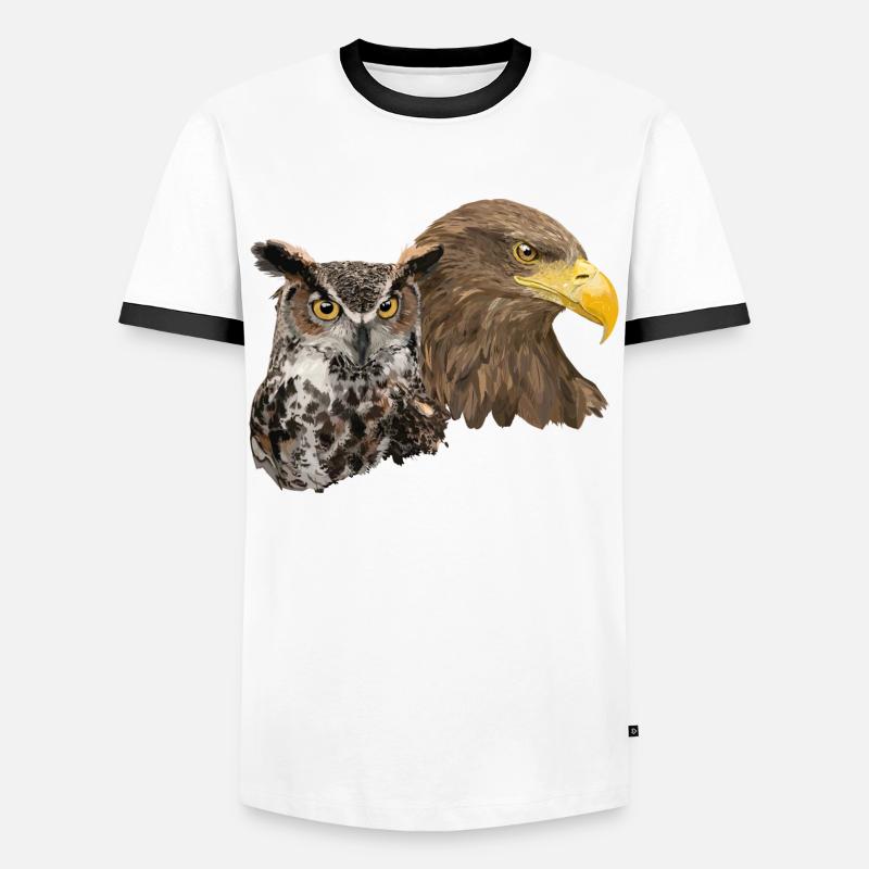 Pigargo und Eule - Männer Kontrast-T-Shirt - Weiß/Schwarz