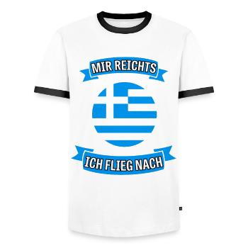 Mir reichts ich flieg nach Rhodos Griechenland - Männer Kontrast-T-Shirt - Weiß/Schwarz - Vorne - AI Model Female 172 light (172cm) & AI Model Male 178 dark (178cm)