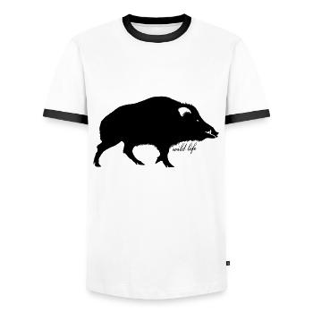Wild boar wildlife - Men's Ringer Shirt - white/black - Front - AI Model Female 172 light (172cm) & AI Model Male 178 dark (178cm)