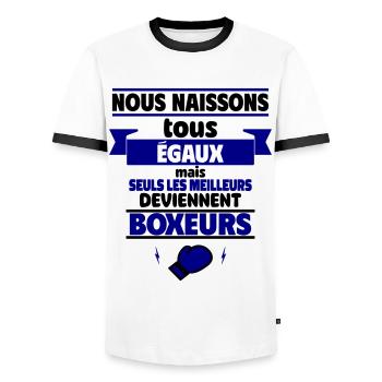 Seuls les meilleurs deviennent boxeurs,boxe - T-shirt contrasté Homme - blanc/noir - Devant - AI Model Female 172 light (172cm) & AI Model Male 178 dark (178cm)