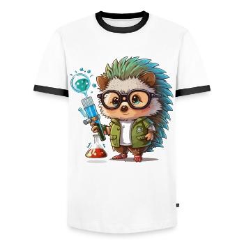Hedgehog Lab - Men's Ringer Shirt - white/black - Front - AI Model Female 172 light (172cm) & AI Model Male 178 dark (178cm)