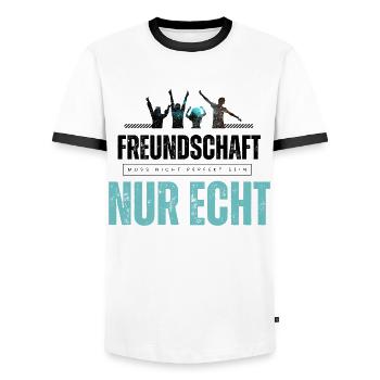 Beste Freunde FREUND Kumpel Kumpels - Männer Kontrast-T-Shirt - Weiß/Schwarz - Vorne - AI Model Female 172 light (172cm) & AI Model Male 178 dark (178cm)
