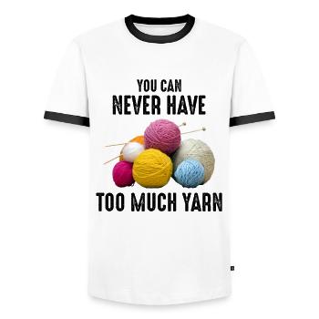 Crocheting Crochet Knitting Crocheter Funny - Men's Ringer Shirt - white/black - Front - AI Model Female 172 light (172cm) & AI Model Male 178 dark (178cm)