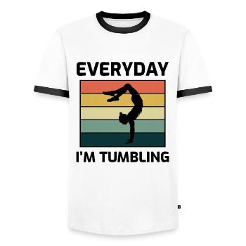 Power Tumbling Gymnastik Turner Akrobatik Lustig - Männer Kontrast-T-Shirt - Weiß/Schwarz - Vorne - AI Model Female 172 light (172cm) & AI Model Male 178 dark (178cm)