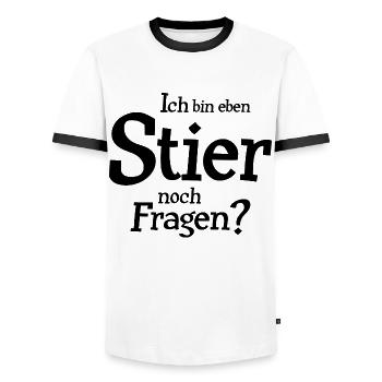 Stier Sternzeichen Spruch - Männer Kontrast-T-Shirt - Weiß/Schwarz - Vorne - AI Model Female 172 light (172cm) & AI Model Male 178 dark (178cm)